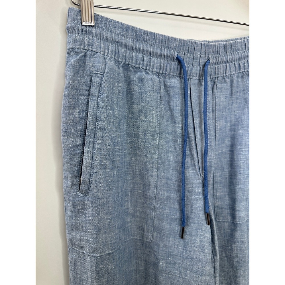 Athleta Retreat Linen Jogger Pants Chambray Blue Resort Beach Zip Pockets 4 Tall - Picture 3 of 15